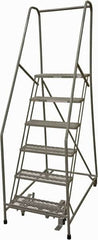 Cotterman - 90" 6 Step Rolling Warehouse Ladder - Rolling Safety Ladder, 450 Lb Capacity, 60" Platform Height, 24" Base Width x 46" Base Depth, Expanded Metal Tread - Caliber Tooling