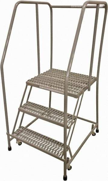 Cotterman - 60" 3 Step Rolling Warehouse Ladder - Rolling Safety Ladder, 450 Lb Capacity, 30" Platform Height, 20" Base Width x 36" Base Depth, Serrated Steel - Caliber Tooling