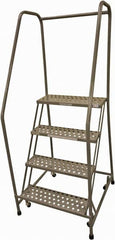 Cotterman - 70" 4 Step Rolling Warehouse Ladder - Rolling Safety Ladder, 450 Lb Capacity, 40" Platform Height, 30" Base Width x 31" Base Depth, Serrated Steel - Caliber Tooling