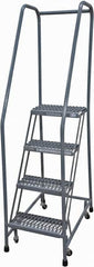 Cotterman - 70" 4 Step Rolling Warehouse Ladder - Rolling Safety Ladder, 450 Lb Capacity, 40" Platform Height, 20" Base Width x 31" Base Depth, Serrated Steel - Caliber Tooling