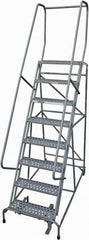 Cotterman - 110" 8 Step Rolling Warehouse Ladder - Rolling Safety Ladder, 450 Lb Capacity, 80" Platform Height, 32" Base Width x 71" Base Depth, Perforated Tread - Caliber Tooling