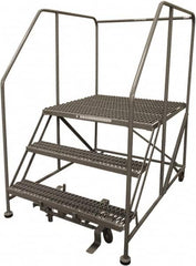 Cotterman - 60" 3 Step Rolling Work Platform - Rolling Work Platform, 800 Lb Capacity, 30" Platform Height, 28" Base Width x 53" Base Depth, Serrated Steel - Caliber Tooling