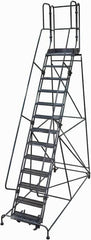 Cotterman - 172" 13 Step Rolling Warehouse Ladder - Rolling Safety Ladder, 450 Lb Capacity, 130" Platform Height, 42" Base Width x 105" Base Depth, Perforated Tread - Caliber Tooling