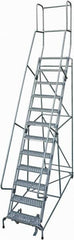 Cotterman - 162" 12 Step Rolling Warehouse Ladder - Rolling Safety Ladder, 450 Lb Capacity, 120" Platform Height, 32" Base Width x 88" Base Depth, Serrated Steel - Caliber Tooling