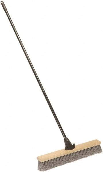 Ability One - 24" Medium Duty Polypropylene Push Broom - Wood Block, Bolt-On Handle Connection - Caliber Tooling