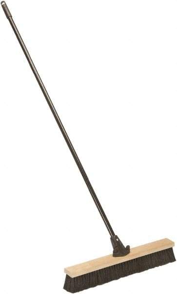 Ability One - 24" Medium Duty Polypropylene Push Broom - Wood Block, Bolt-On Handle Connection - Caliber Tooling