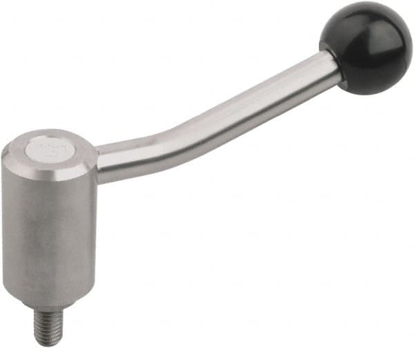 KIPP - 1/2-13, Stainless Steel Threaded Stud Adjustable Clamping Handle - 100mm OAL, 58.5mm High - Caliber Tooling