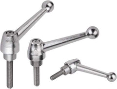 KIPP - 1/2-13, Steel Threaded Stud Adjustable Clamping Handle - 1.9685" Thread Length, Silver Handle with Threaded Stud - Caliber Tooling