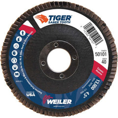 ‎4-1/2″ Saber Tooth Ceramic Abrasive Flap Disc, Angled, Phenolic Backing, 40C, 7/8″ Arbor Hole - Caliber Tooling