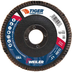 ‎4-1/2″ Saber Tooth Ceramic Abrasive Flap Disc, Angled, Phenolic Backing, 80C, 7/8″ Arbor Hole - Caliber Tooling