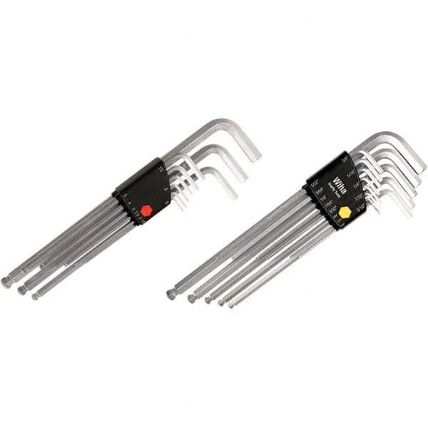 Wiha - 22 Piece, L-Key Long Arm Ball End Hex Key Set - 1.5 to 10mm Range, Chrome Vanadium Molybdenum - Caliber Tooling