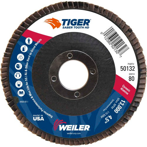 ‎4-1/2 Saber Tooth High Density Ceramic Abrasive, 80C, 7/8″ Arbor Hole - Caliber Tooling