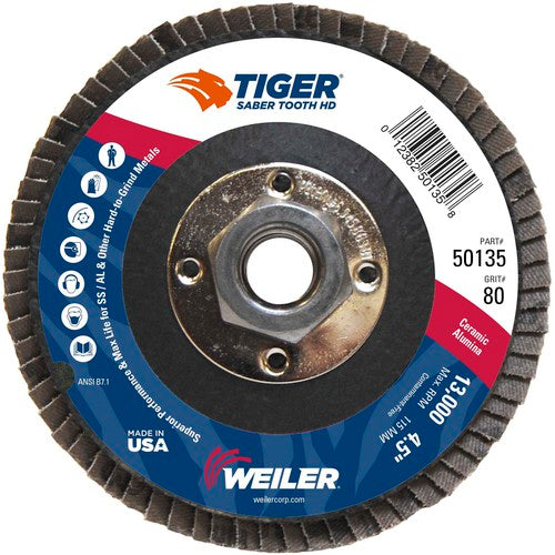 ‎4-1/2 Saber Tooth High Density Ceramic Abrasive, 80C, 5/8″-11 UNC Nut - Caliber Tooling