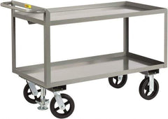 Little Giant - 2,400 Lb Capacity, 2 Shelf, Steel Shelf Truck - 48" Long x 24" Wide x 36" High, 8" Diam Mold-On Rubber Wheels - Caliber Tooling