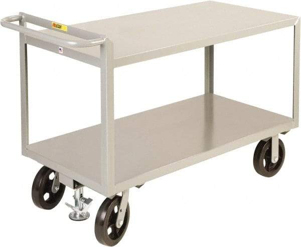 Little Giant - 2,400 Lb Capacity, 2 Shelf, Steel Shelf Truck - 48" Long x 24" Wide x 36" High, 8" Diam Mold-On Rubber Wheels - Caliber Tooling