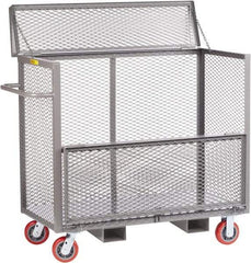 Little Giant - 3,600 Lb Capacity, 1 Shelf, 4-Sided Steel Security Truck - 48" Long x 24" Wide x 47" High, 6" Diam Polyurethane Wheels - Caliber Tooling