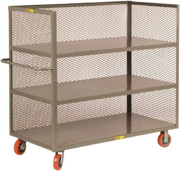 Little Giant - 3,600 Lb Capacity, 3 Shelf, 3-Sided Steel Truck - 48" Long x 24" Wide x 57" High, 6" Diam Polyurethane Wheels - Caliber Tooling