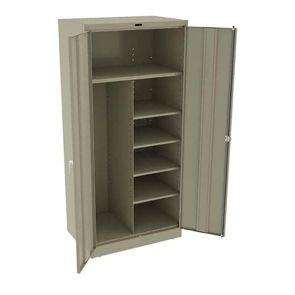 Tennsco - 6 Shelf Combination Storage Cabinet - Steel, 36" Wide x 24" Deep x 78" High, Sand - Caliber Tooling