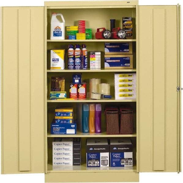 Tennsco - 5 Shelf Locking Storage Cabinet - Steel, 36" Wide x 18" Deep x 72" High, Sand - Caliber Tooling