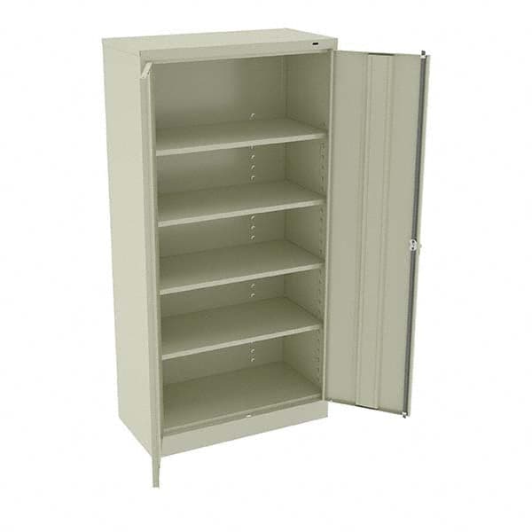 Tennsco - 5 Shelf Locking Storage Cabinet - Steel, 36" Wide x 18" Deep x 72" High, Champagne/Putty - Caliber Tooling