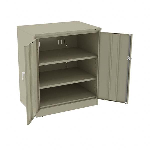 Tennsco - 3 Shelf Locking Storage Cabinet - Steel, 36" Wide x 24" Deep x 42" High, Sand - Caliber Tooling