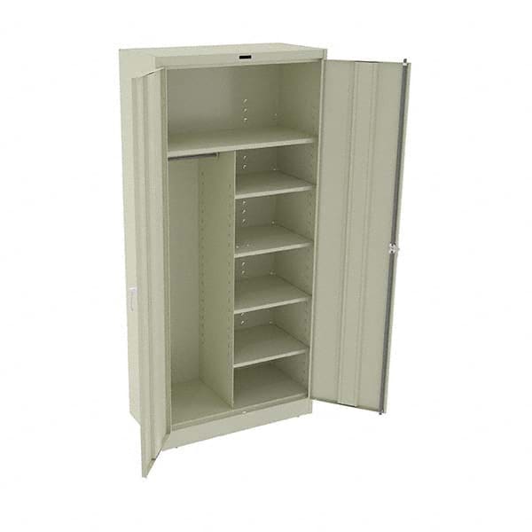 Tennsco - 6 Shelf Combination Storage Cabinet - Steel, 36" Wide x 18" Deep x 78" High, Champagne/Putty - Caliber Tooling