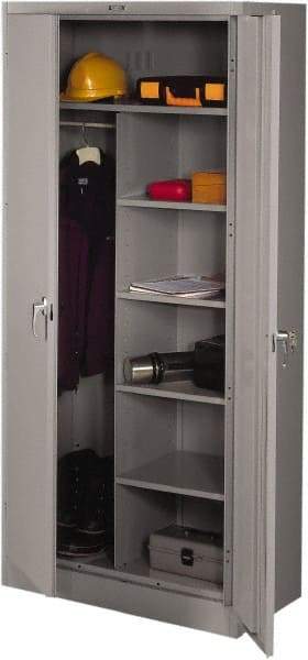 Tennsco - 6 Shelf Combination Storage Cabinet - Steel, 36" Wide x 18" Deep x 78" High, Medium Gray - Caliber Tooling