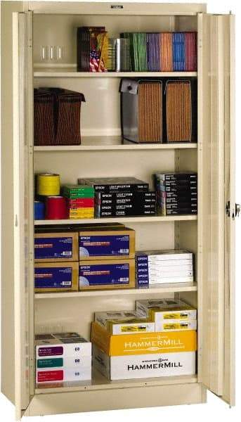 Tennsco - 5 Shelf Locking Storage Cabinet - Steel, 36" Wide x 18" Deep x 72" High, Sand - Caliber Tooling