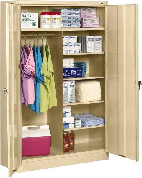 Tennsco - 6 Shelf Locking Storage Cabinet - Steel, 48" Wide x 24" Deep x 78" High, Sand - Caliber Tooling