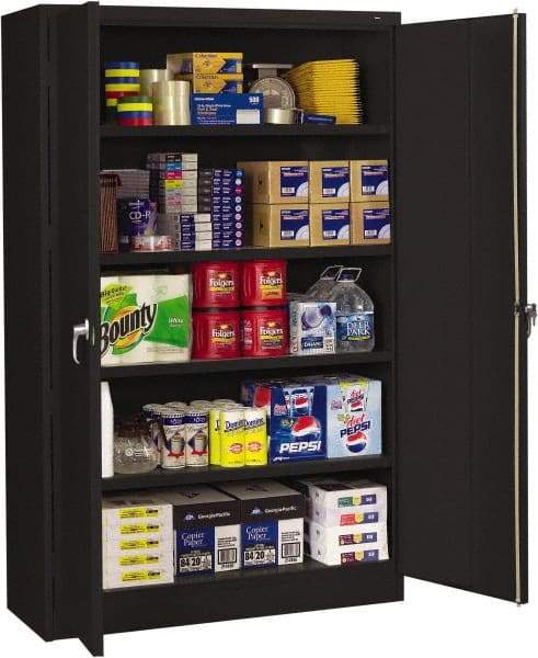 Tennsco - 5 Shelf Locking Storage Cabinet - Steel, 48" Wide x 18" Deep x 78" High, Black - Caliber Tooling