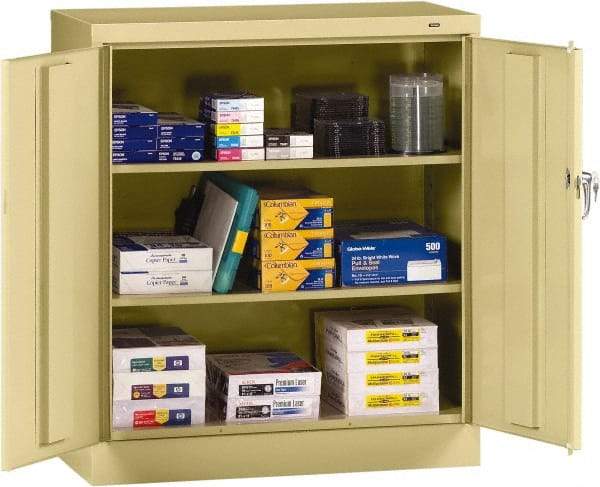 Tennsco - 3 Shelf Locking Storage Cabinet - Steel, 36" Wide x 18" Deep x 42" High, Sand - Caliber Tooling