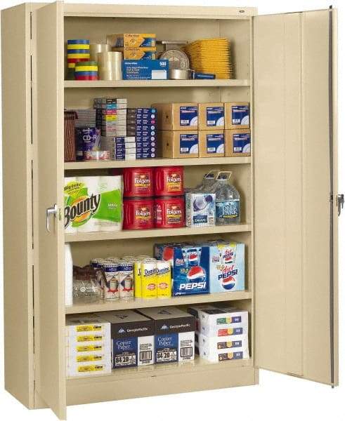 Tennsco - 5 Shelf Locking Storage Cabinet - Steel, 48" Wide x 18" Deep x 78" High, Champagne/Putty - Caliber Tooling