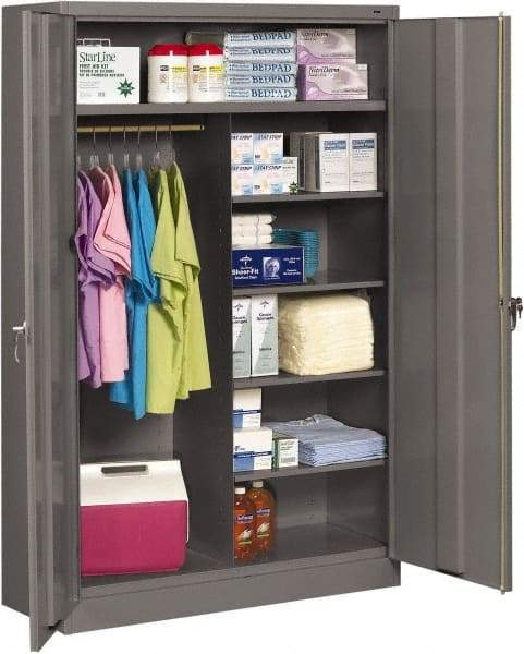 Tennsco - 6 Shelf Combination Storage Cabinet - Steel, 48" Wide x 18" Deep x 78" High, Medium Gray - Caliber Tooling