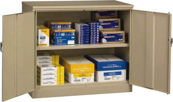 Tennsco - 2 Shelf Locking Storage Cabinet - Steel, 48" Wide x 24" Deep x 42" High, Sand - Caliber Tooling