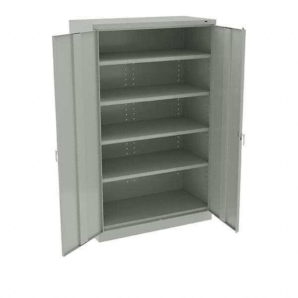 Tennsco - 5 Shelf Locking Storage Cabinet - Steel, 48" Wide x 24" Deep x 78" High, Light Gray - Caliber Tooling