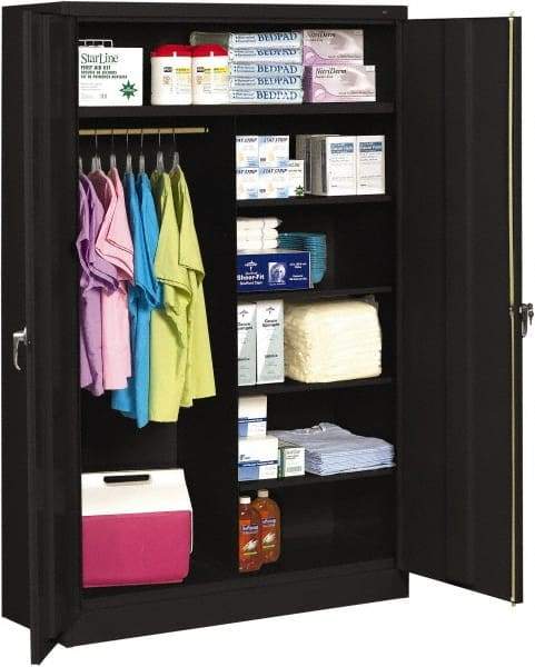 Tennsco - 6 Shelf Wardrobe Storage Cabinet - Steel, 48" Wide x 24" Deep x 78" High, Black - Caliber Tooling