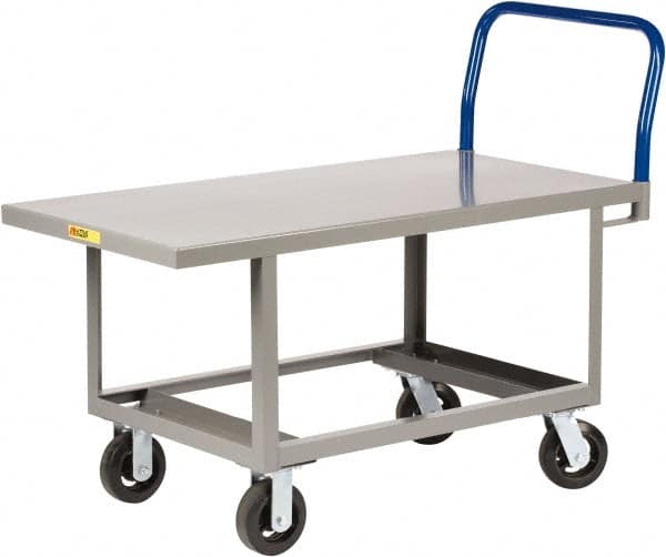 Little Giant - 2,000 Lb Capacity Steel 6-Wheeled Platform Truck - Steel Deck, 30" OAW, 48" Platform Length, Mold On Rubber Casters - Caliber Tooling