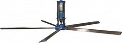 Patterson Fan - 5 Blades, 24' Blade Length, 400,867 CFM High Performance Industrial Ceiling Fan - 48 RPM, 220V, Blue & Silver - Caliber Tooling