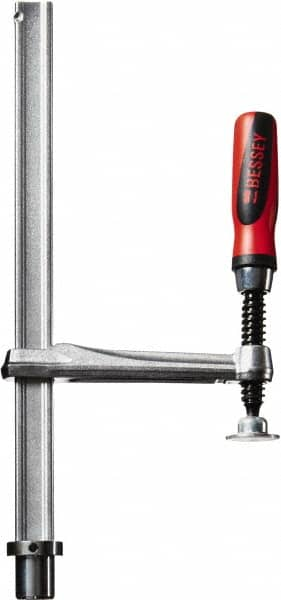 Bessey - 1,000 Lb Holding Capacity, 12" Max Opening Capacity, 1,000 Lb Clamping Pressure, Manual Hold Down Clamp - 7-11/16" Arm Length, 7-7/8" Clamp Length, 1-37/64" Clamp Width, 15-3/4" Clamp Height, 28mm Stud Mount, Steel - Caliber Tooling