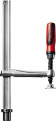 Bessey - 1,000 Lb Holding Capacity, 12" Max Opening Capacity, 1,000 Lb Clamping Pressure, Manual Hold Down Clamp - 7-11/16" Arm Length, 7-7/8" Clamp Length, 1-37/64" Clamp Width, 15-3/4" Clamp Height, 28mm Stud Mount, Steel - Caliber Tooling