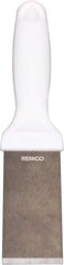 Remco - Stiff Stainless Steel Beveled Scraper - 1-1/2" Blade Width x 3-1/2" Blade Length, 5-13/32" Long Ergonomic Polypropylene Handle - Caliber Tooling