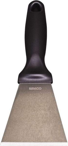 Remco - Stiff Stainless Steel Beveled Scraper - 3" Blade Width x 3-1/2" Blade Length, 5-13/32" Long Ergonomic Polypropylene Handle - Caliber Tooling