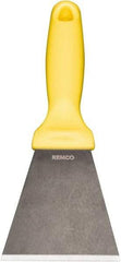 Remco - Stiff Stainless Steel Beveled Scraper - 3" Blade Width x 3-1/2" Blade Length, 5-13/32" Long Ergonomic Polypropylene Handle - Caliber Tooling