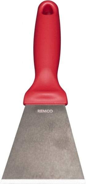 Remco - Stiff Stainless Steel Beveled Scraper - 3" Blade Width x 3-1/2" Blade Length, 5-13/32" Long Ergonomic Polypropylene Handle - Caliber Tooling