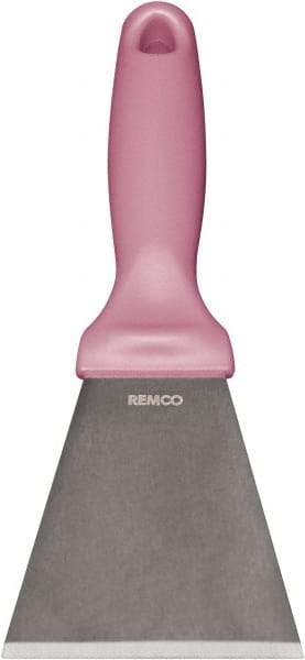 Remco - Stiff Stainless Steel Beveled Scraper - 1-1/2" Blade Width x 3-1/2" Blade Length, 5-13/32" Long Ergonomic Polypropylene Handle - Caliber Tooling