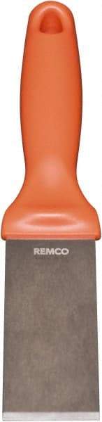 Remco - Stiff Stainless Steel Beveled Scraper - 1-1/2" Blade Width x 3-1/2" Blade Length, 5-13/32" Long Ergonomic Polypropylene Handle - Caliber Tooling