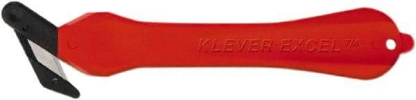 Klever Innovations - Fixed Safety Cutter - 1-1/4" Carbon Steel Blade, Red Plastic Handle, 1 Blade Included - Caliber Tooling