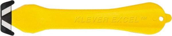 Klever Innovations - Fixed Safety Cutter - 1-1/4" Carbon Steel Blade, Yellow Plastic Handle, 1 Blade Included - Caliber Tooling