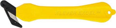 Klever Innovations - Fixed Safety Cutter - 1-1/4" Carbon Steel Blade, Yellow Plastic Handle, 1 Blade Included - Caliber Tooling