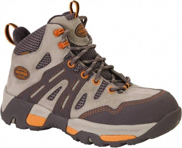 OLIVER - Women's Medium Width Steel Industrial Hiker - Tan, Orange, Leather Upper, Rubber Outsole, 5" High, Lace-Up - Caliber Tooling